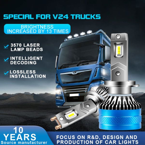 Car Headlights Bulb Truck Headlight Dawo Manufacturer 6000K 8500LM 24V Lfull Led Upgraded Headlights Truck Accessories - 图片 4