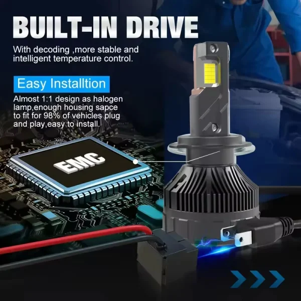 Customized Wholesale 12V 280W 29000LM Car Light Bulb CSP 4575 Chip Four Copper Tube H4/H7/9005/9006/H11 Universal LED Headlights - 图片 2