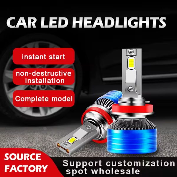 Mini Size Car Led Headlight 12/24V 120w Pair Aluminum 2700k to 3500k Car Led Headlight Bulb - 图片 3