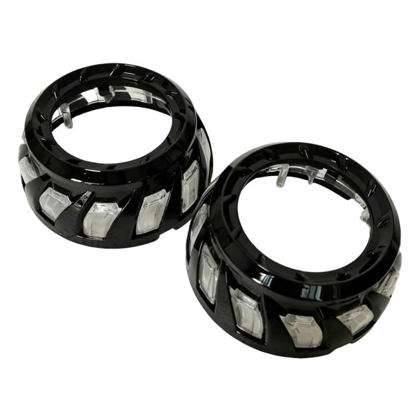 Automotive Headlight Shroud — CH51 Spiral Integrated Design (3.0-inch) — Decorative Modification Cover — Dual-Color (White & Yellow) Integrated - 图片 2