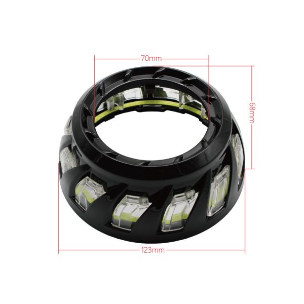 Automotive Headlight Shroud — CH51 Spiral Integrated Design (3.0-inch) — Decorative Modification Cover — Dual-Color (White & Yellow) Integrated