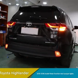 Compatible with 2015–2019 Toyota Highlander: LED Rear Bumper Lights (Modification Kit) — Bumper Lamps, Rear Fog Lights, and Turn Signals