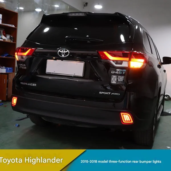 Compatible with 2015–2019 Toyota Highlander: LED Rear Bumper Lights (Modification Kit) — Bumper Lamps, Rear Fog Lights, and Turn Signals