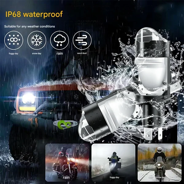 Dual-Beam H4 LED Headlight Bulb with Projector Lens — High-Power, Direct-Plug-in Automotive Headlamp (High & Low Beam) - 图片 2