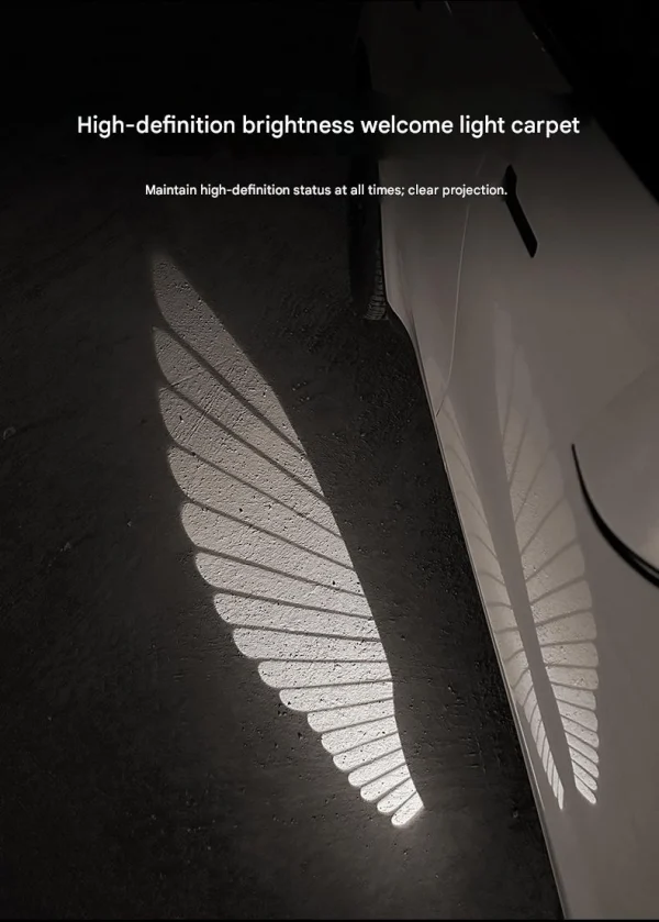 Universal "Angel Wings" Car Welcome Lights — Chassis-Mounted Ground Projection Lamps, Door-Mounted Ambient Lights, and Custom Laser "Light Carpets"